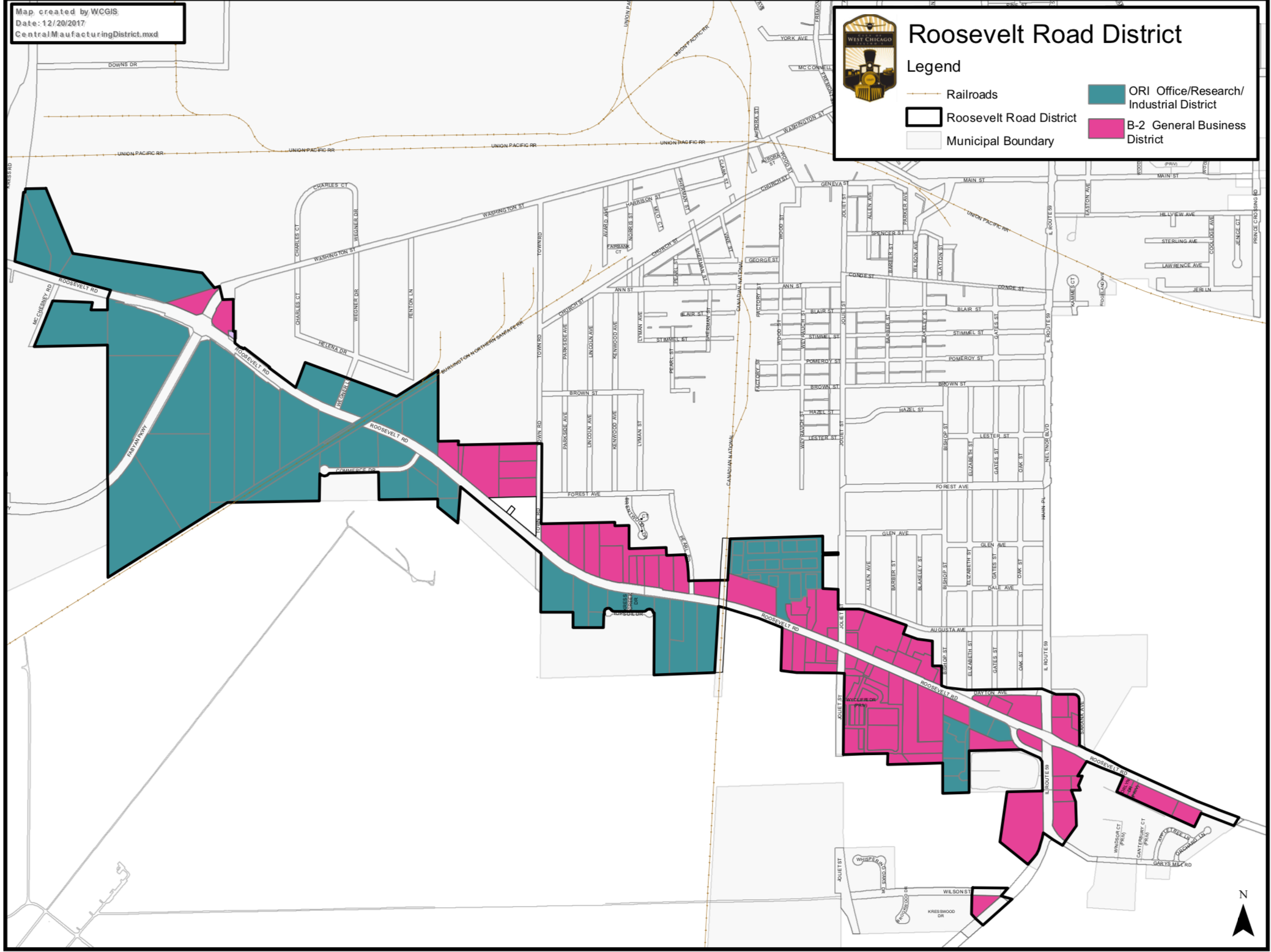 Roosevelt Road business district map